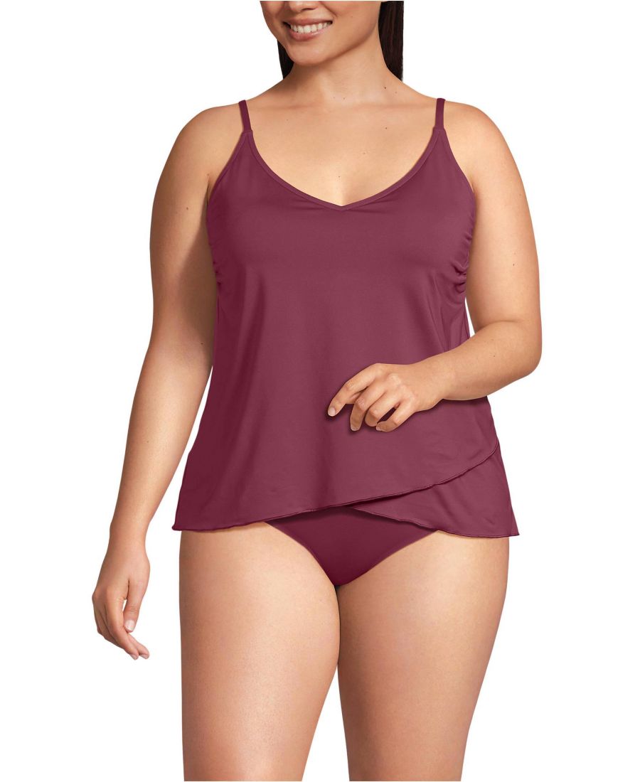 

Топ-танкини с тюльпановидным подолом больших размеров Lands' End, Burgundy spritz