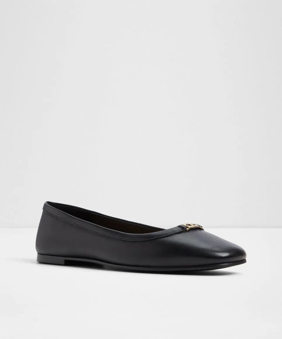 Женские кожаные туфли на плоской подошве с квадратным носком Aldo, черный — фото 4