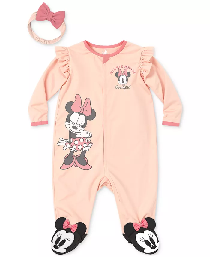 

Детский комплект для девочки: повязка Minnie Mouse и комбинезон с ножками, 2 предмета Disney, оранжевый
