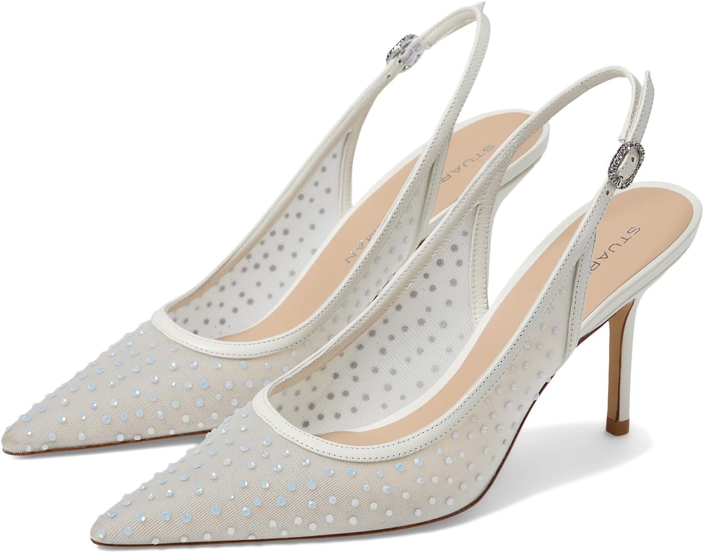 Туфли Stuart Weitzman Emilia Mesh 85 Slingback, White/Frosted White