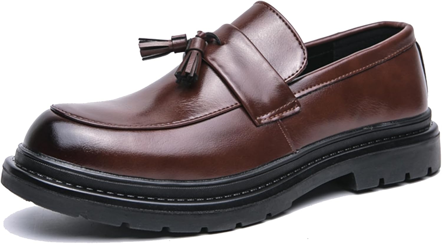

Мужские кожаные лоферы на массивной платформе с кисточками, удобные с круглым носком, без шнурков, с нескользящей подошвой, для деловой работы и повседневной носки, размеры 6-12 Wdczya, коричневый