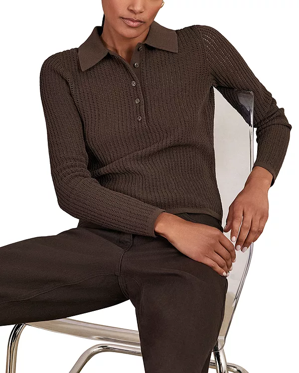 

Индийская вязаная футболка-поло Reiss, коричневый