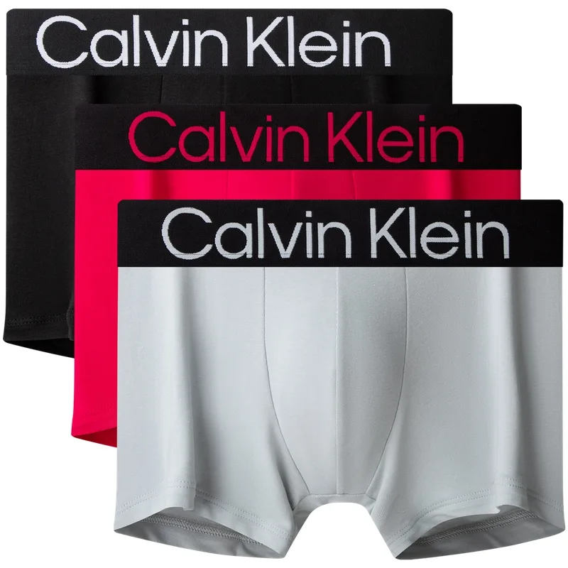 Мужские трусы 3 шт Calvin Klein, QYQ-Impatiens Red/Dark Blue/Light Brown Gray — фото 4