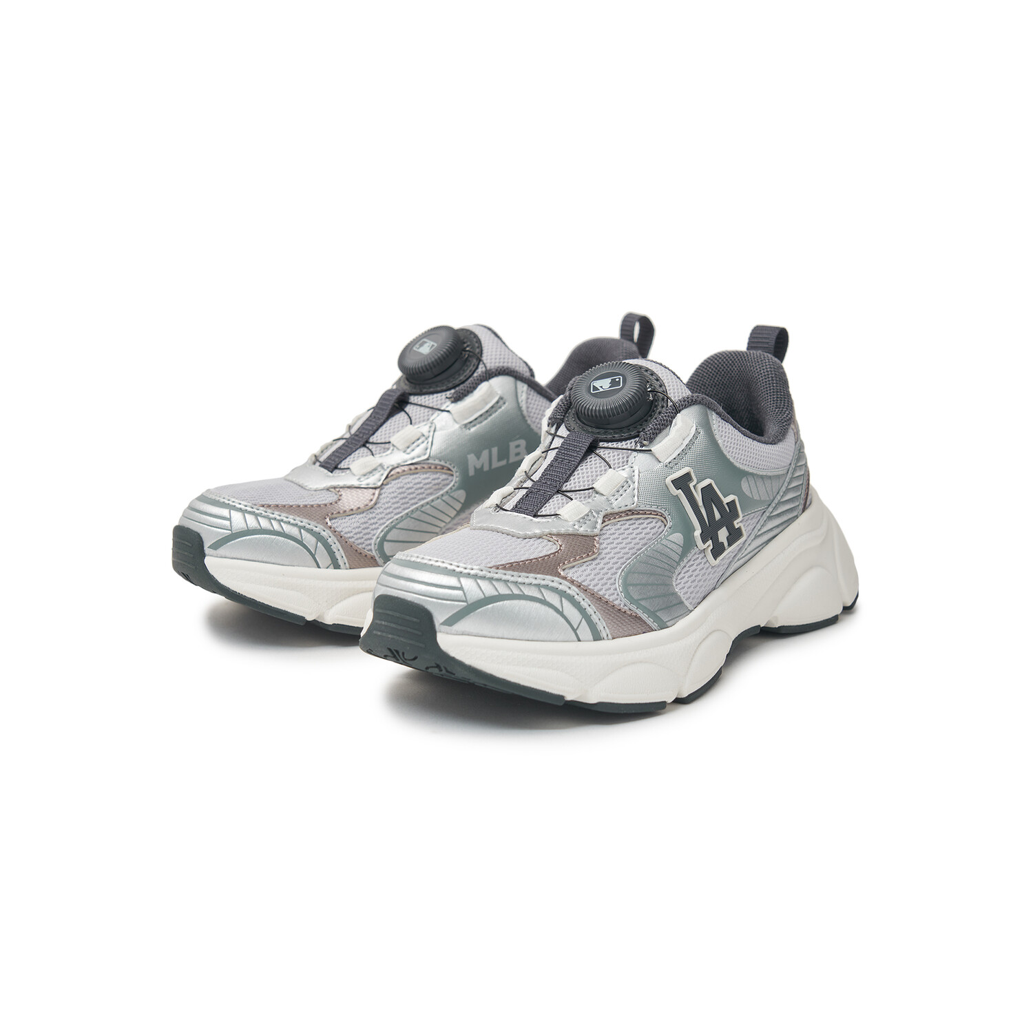 Детские кеды Kids Low-top Серые Mlb, светло-серый — фото 3
