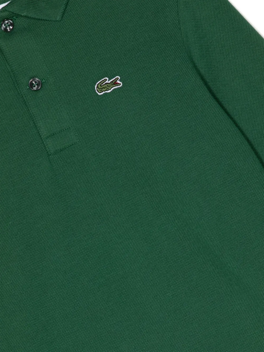 Хлопковая рубашка-поло с вышитым логотипом Lacoste Kids, зеленый — фото 3