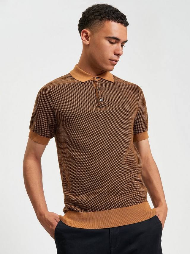 

Двухцветная текстурированная хлопковая поло Ben Sherman, Camel