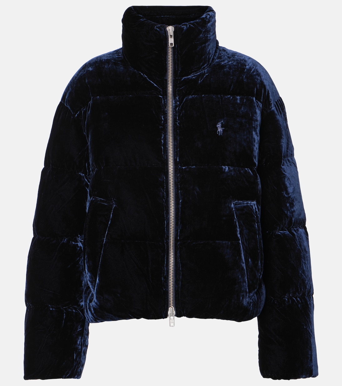 

Бархатный пуховик Polo Ralph Lauren, темно-синий