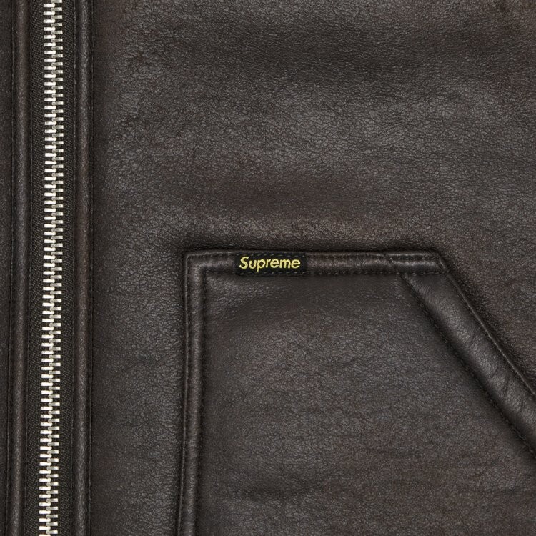 Утепленный жилет Supreme Reversible Faux Shearling Work Vest, коричневый — фото 3
