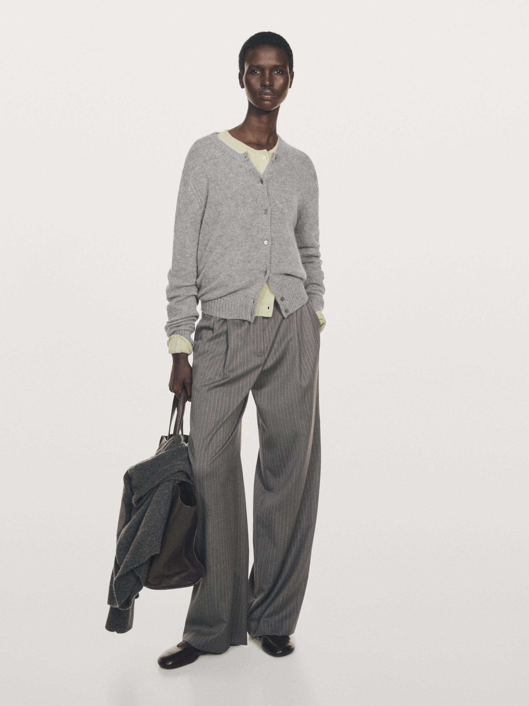 

Вязаный кардиган из 100% кашемира с круглым вырезом Massimo Dutti, Medium Grey