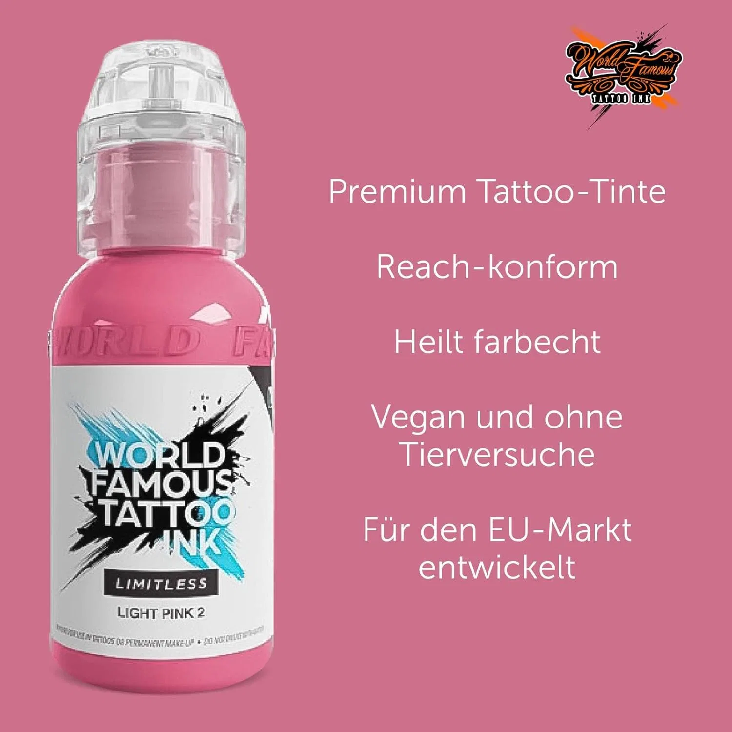 Профессиональная тату-краска «Limitless Light Pink 2» от World Famous Tattoo Ink World Famous Tattoo Ink — фото 2