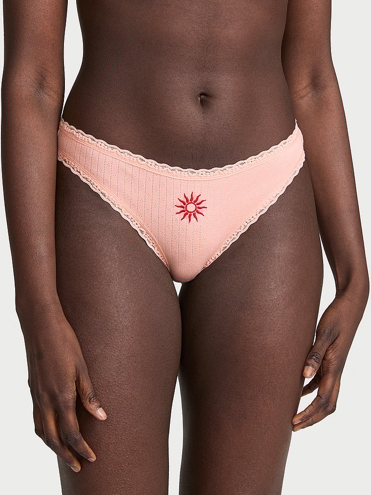 

Бикини из хлопка с ажурной талией Lace Trim, pointelle peach