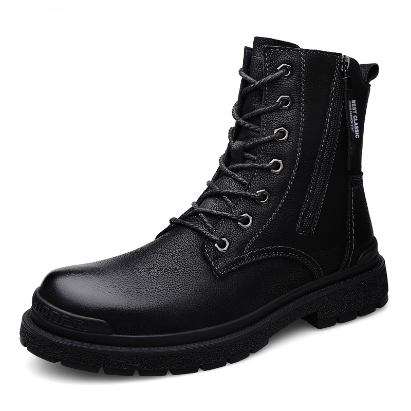 

XIMO BULL Короткие мартинсы мужские черные с подкладкой из флиса, цвет Black Fleece-Lined