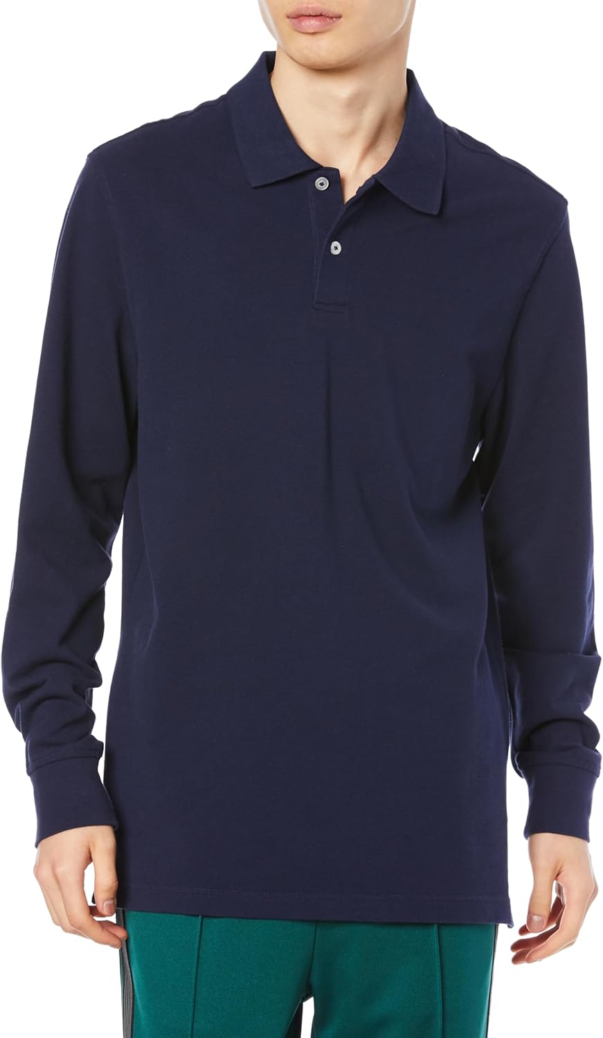 

Мужская хлопковая поло-рубашка пике с длинными рукавами от Amazon Essentials, темно-синий