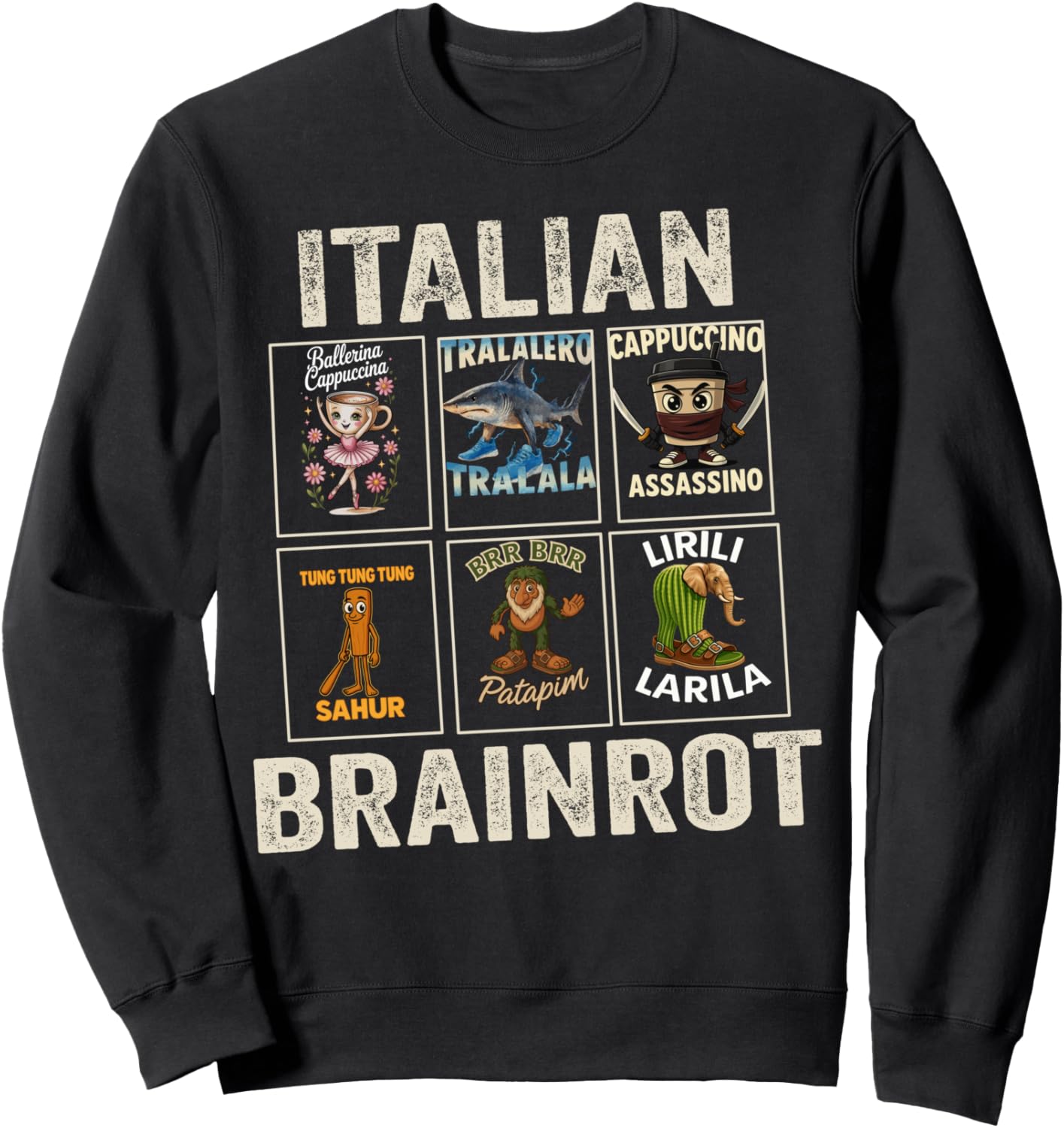 

Итальянская толстовка Brainrot Italian Brainlot Style For Kids, черный