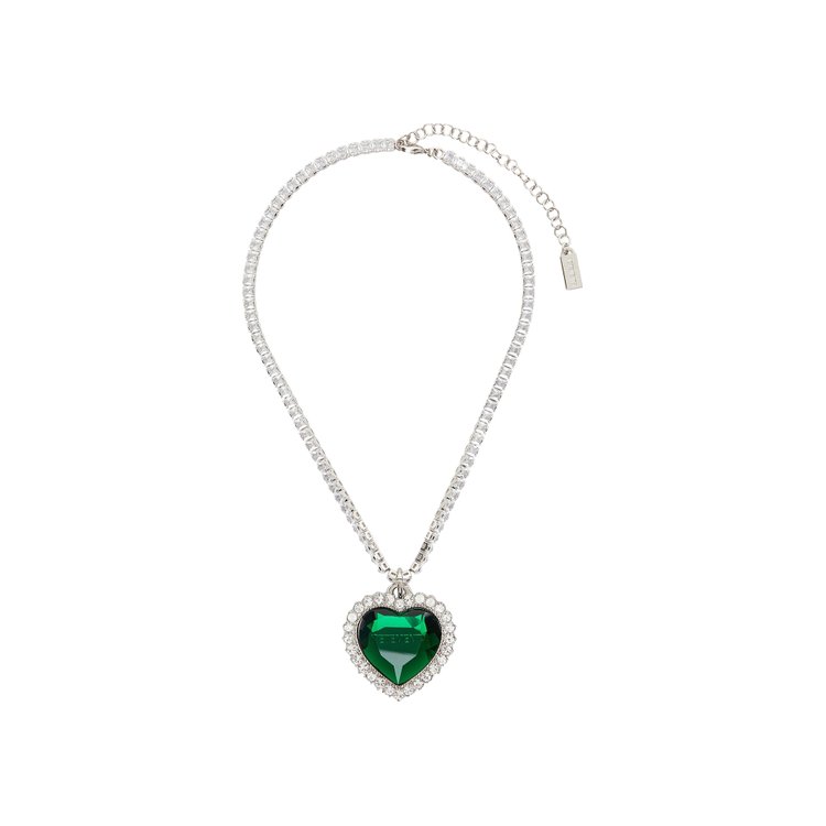 

Цепочка Vetements Crystal Heart Necklace, цвет Silver/Green