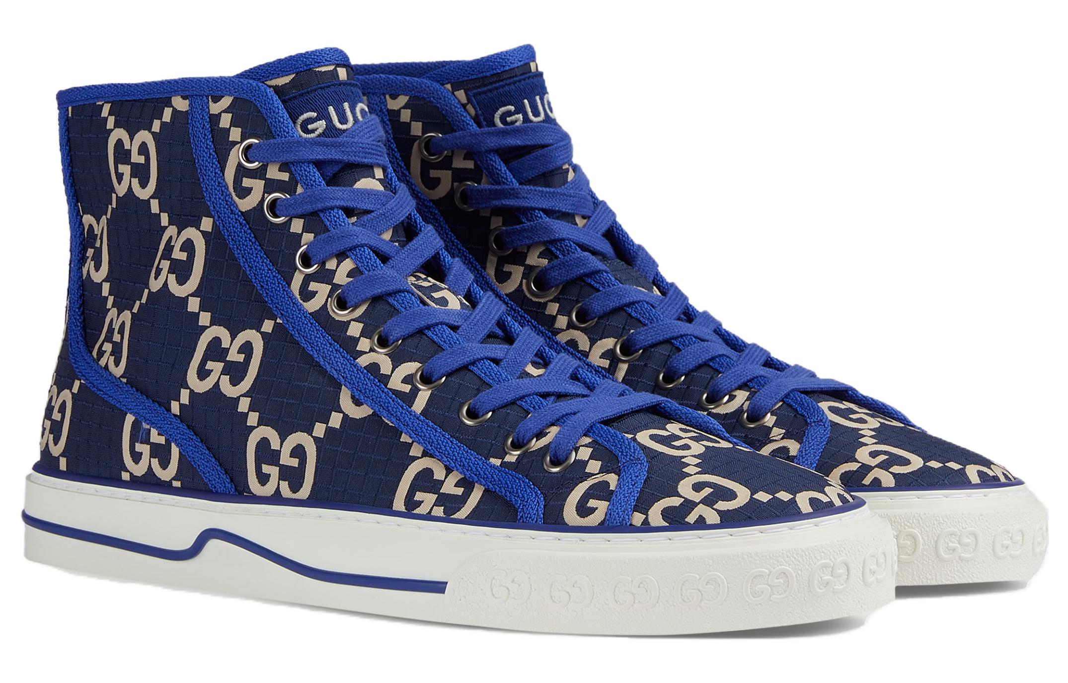 Теннисные 1977 Высокие Кроссовки для Скейтбординга Мужские Синие GUCCI — фото 3