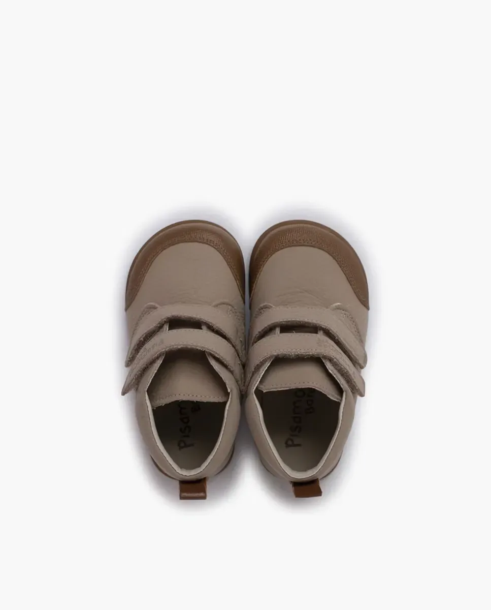 Ботинки для малыша мальчика barefoot из кожи с усиленным носком Pisamonas, бежевый/коричневый — фото 4