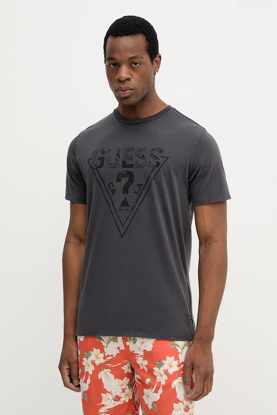 

Хлопковая футболка Guess, серый