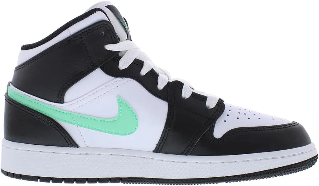 Детские кроссовки Nike Air Jordan 1 Mid, White/Black/Green Glow — фото 3