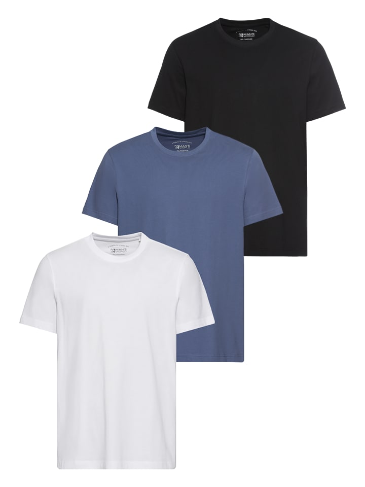 

Футболка белого, джинсово-синего и черного цветов Man's World, Черный, Футболка белого, джинсово-синего и черного цветов Man's World