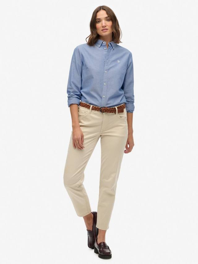 Стройная оксфордская рубашка с длинными рукавами на пуговицах Superdry, Blue Chambray Oxford — фото 3