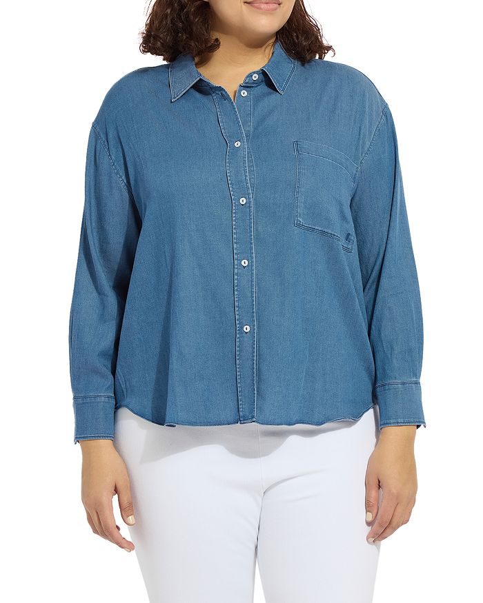 

Короткая рубашка из шамбре Bay Crop Lyssé Plus, синий