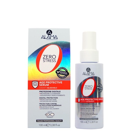 

Alama Zero Stress Age Protective Serum Антивозрастная сыворотка с цифровой защитой от синего света для всех типов волос, дерматологически протестирована, 100 мл A Alama