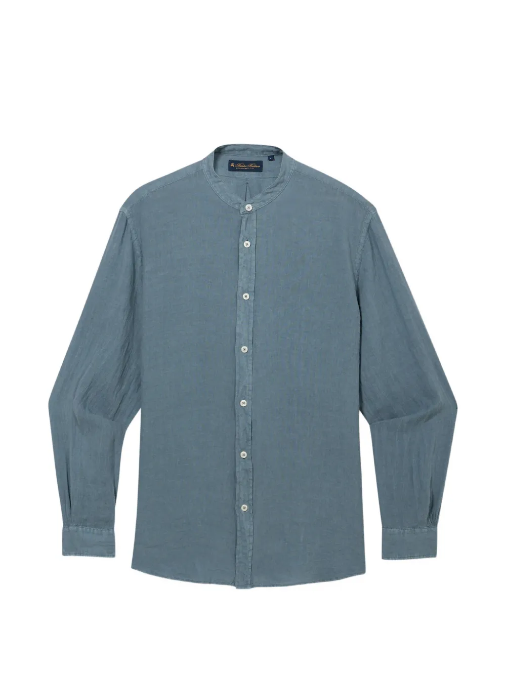 

Льняная рубашка с воротником-стойкой Brooks Brothers, синий