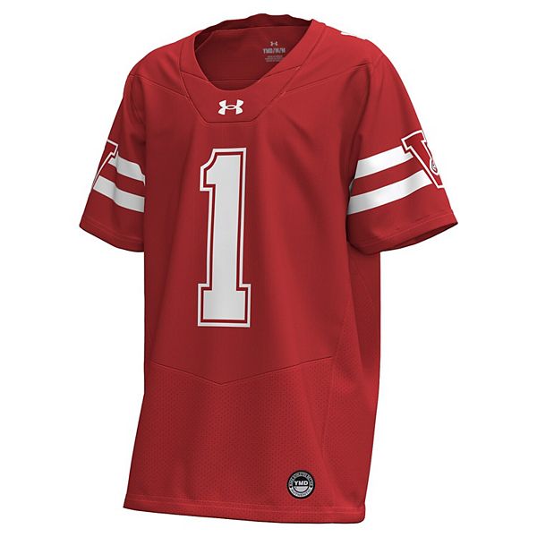Молодежная реплика игровой футболки wisconsin badgers 1980 home #1 red Under Armour — фото 3