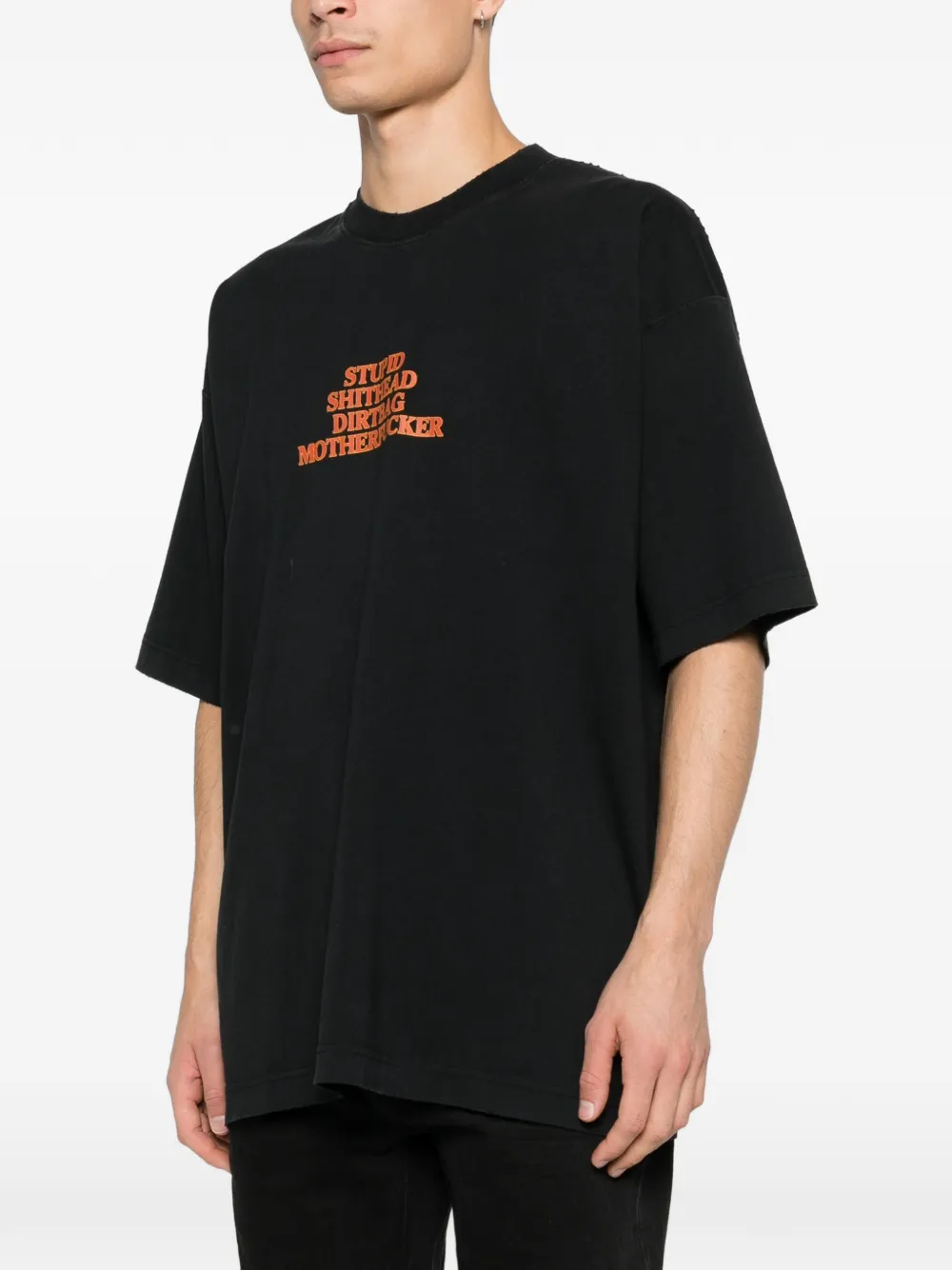 Футболка с текстовым принтом Vetements, черный — фото 3