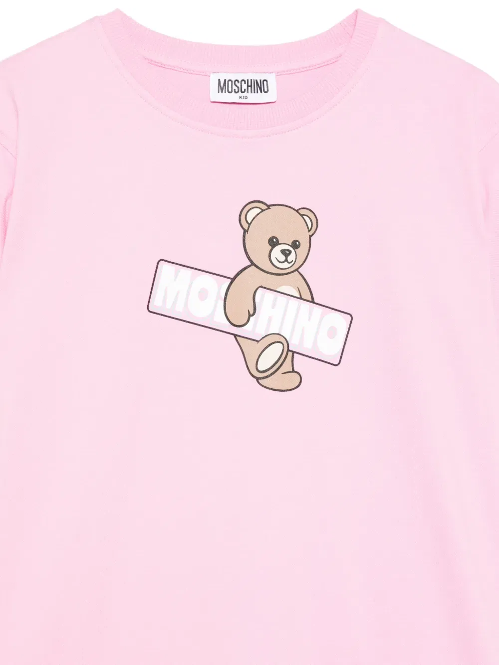Платье с оборками и мотивом "мишка" Moschino Kids, розовый — фото 3