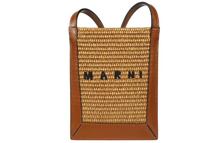 

MARNI Кожаная поясная сумка для телефона женская коричневая
