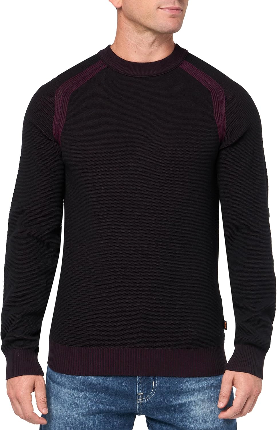 

Толстовка BOSS мужская облегченная риббованная из смесового хлопка, Black Cloud