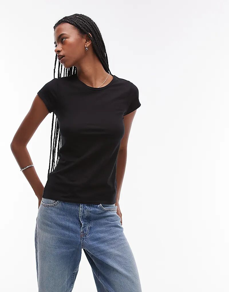 

Футболка ARKET supersoft slim fit с короткими рукавами черного цвета