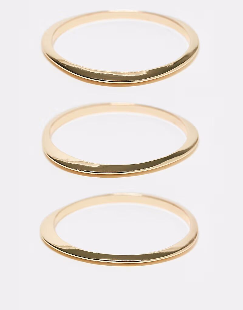 

Набор из 3 браслетов с четкими деталями в золотистом оттенке Asos Design