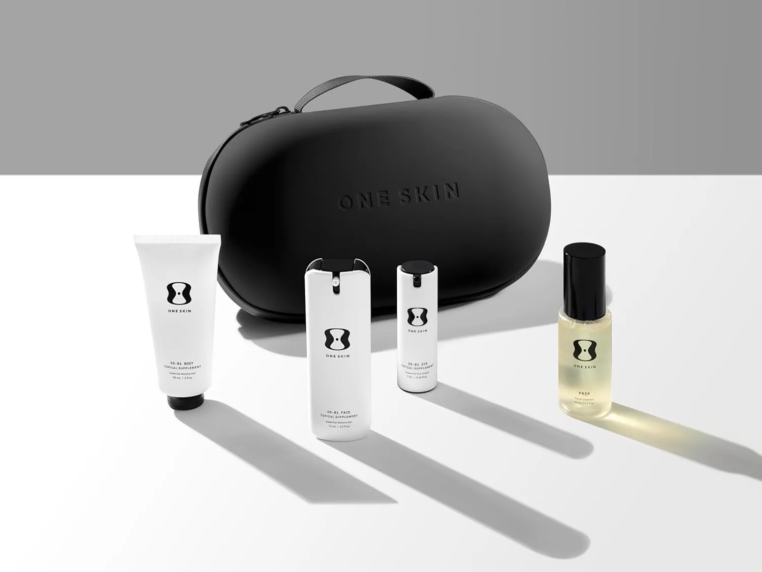 Набор для путешествий Oneskin OS-01 Peptide Mini - антивозрастной уход, упаковка для ручной клади, для всех типов кожи, Black