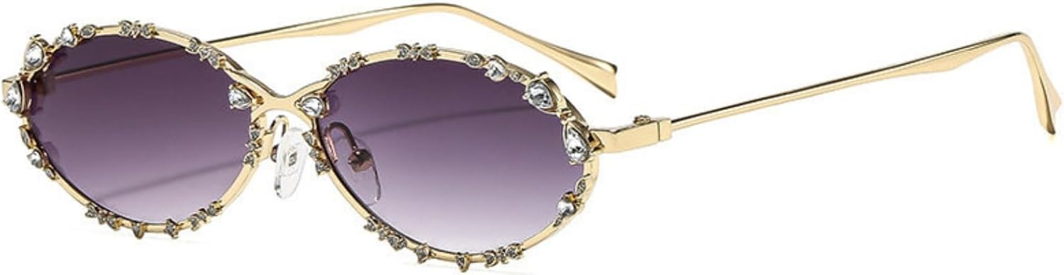 

Солнцезащитные очки Willochra Retro Oval с кристаллами для женщин, милая оправа с блестками, винтажная металлическая оправа, бриллиантовые очки, защита от ультрафиолета UV400, C4