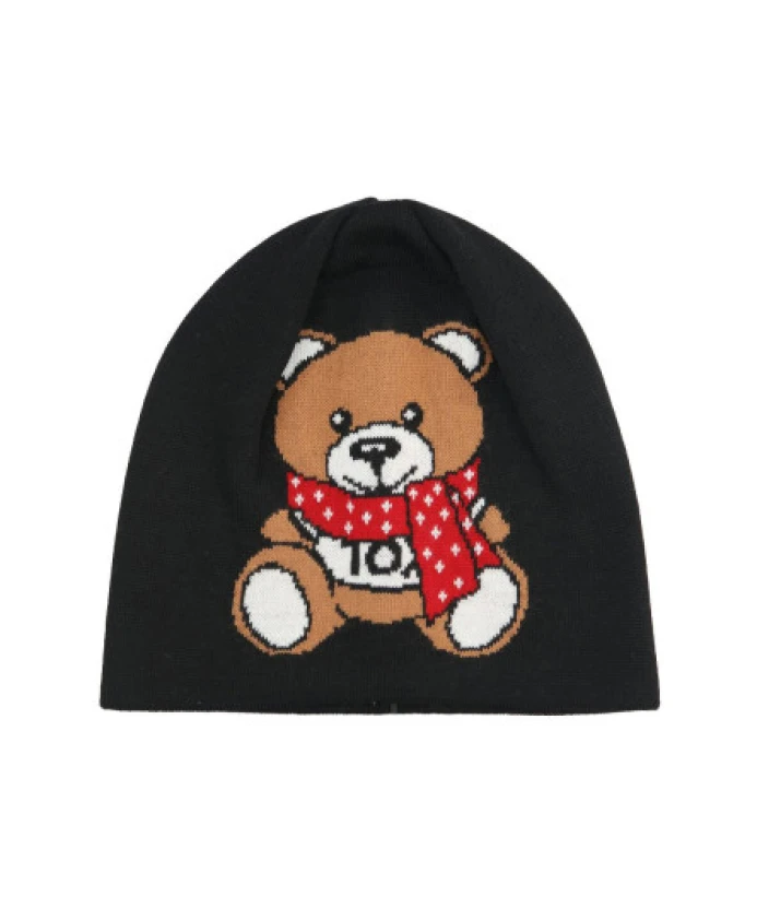 

Шапка из шерстяной смеси в виде плюшевого мишки Moschino, черный