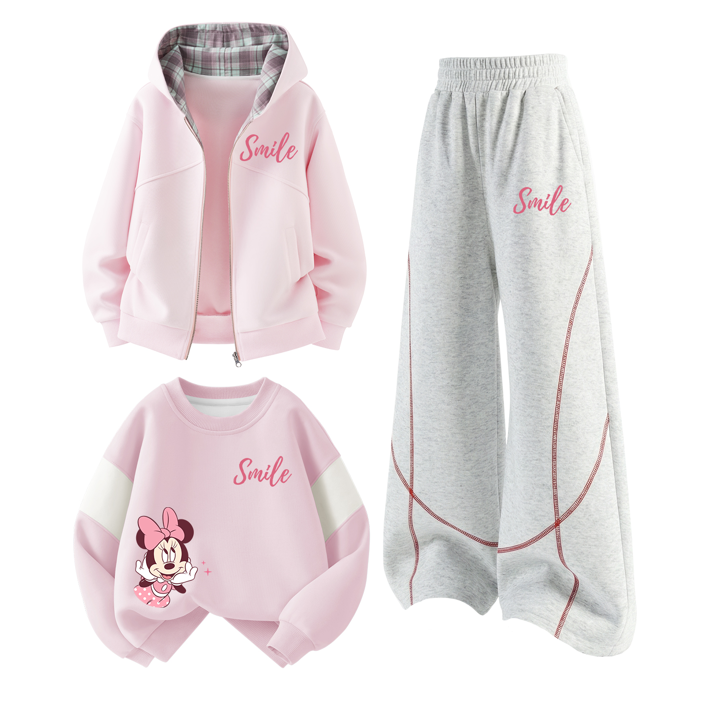 

Детская повседневная спортивная одежда с круглым вырезом Moderate Disney, di xiling star k cherry blossom розовый+di xiling star k белый heather серый+di call k cherry blossom розовый