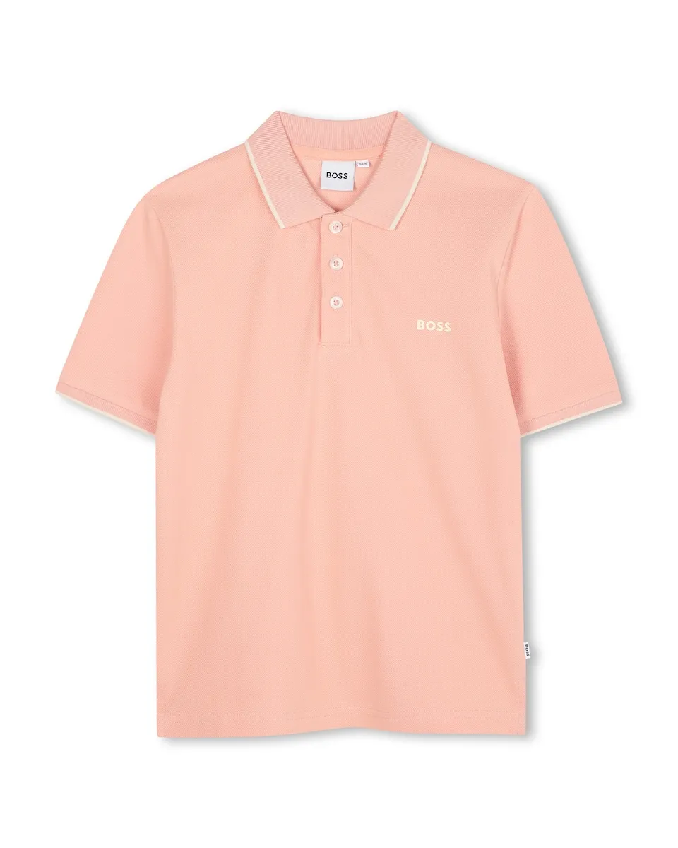 

Детская футболка из 100% хлопка с коротким рукавом BOSS Kidswear, лососевый