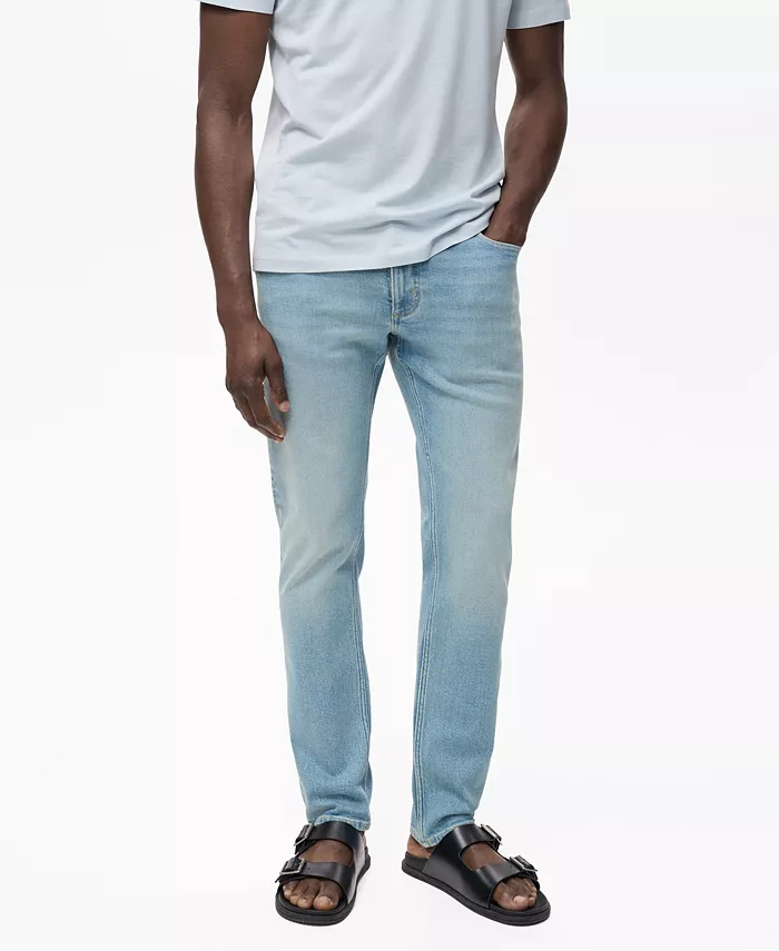 

Мужские джинсы Jan Slim-Fit с эффектом потертости Mango, синий