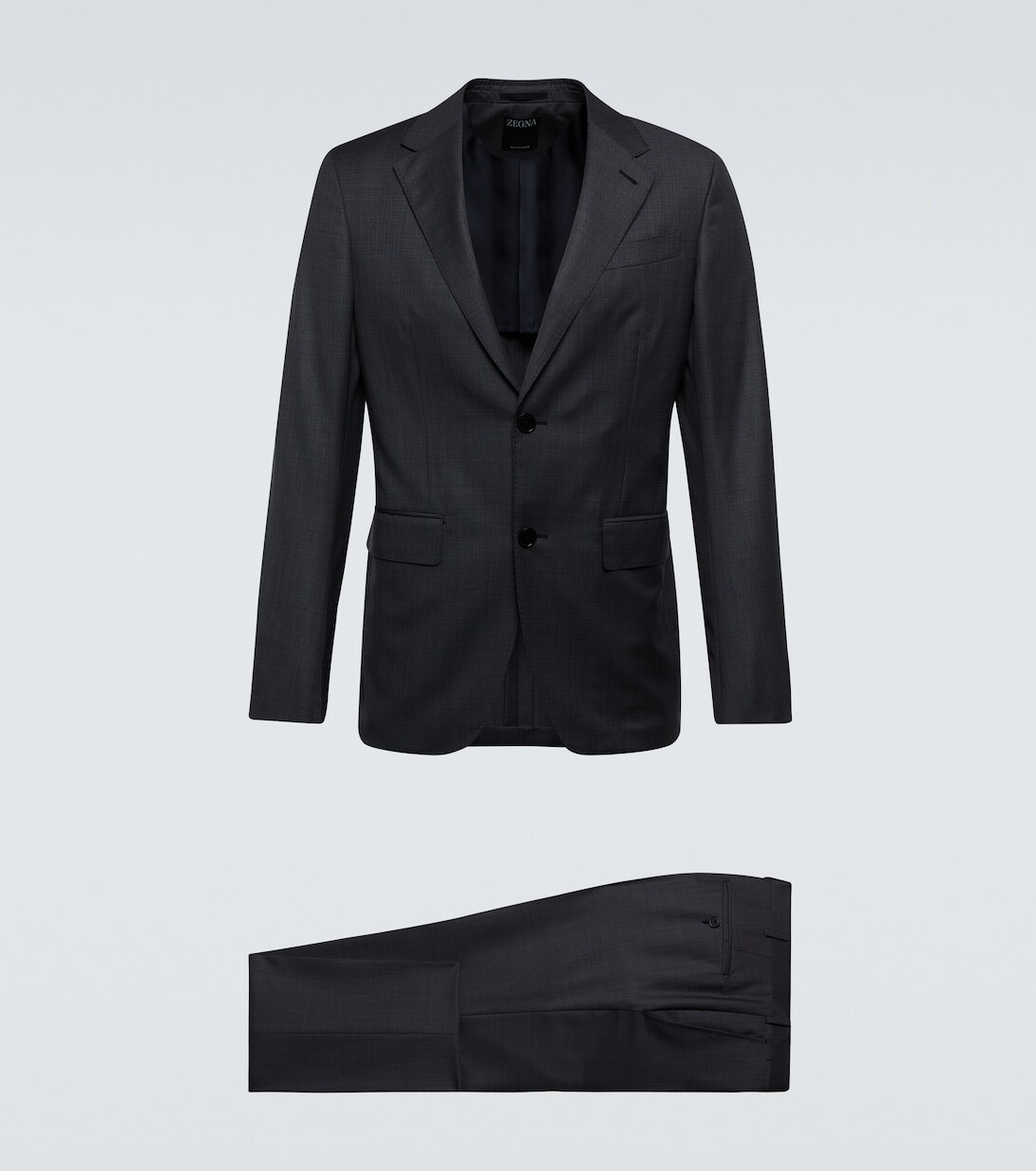 

Однобортный костюм из натуральной шерсти Zegna, серый