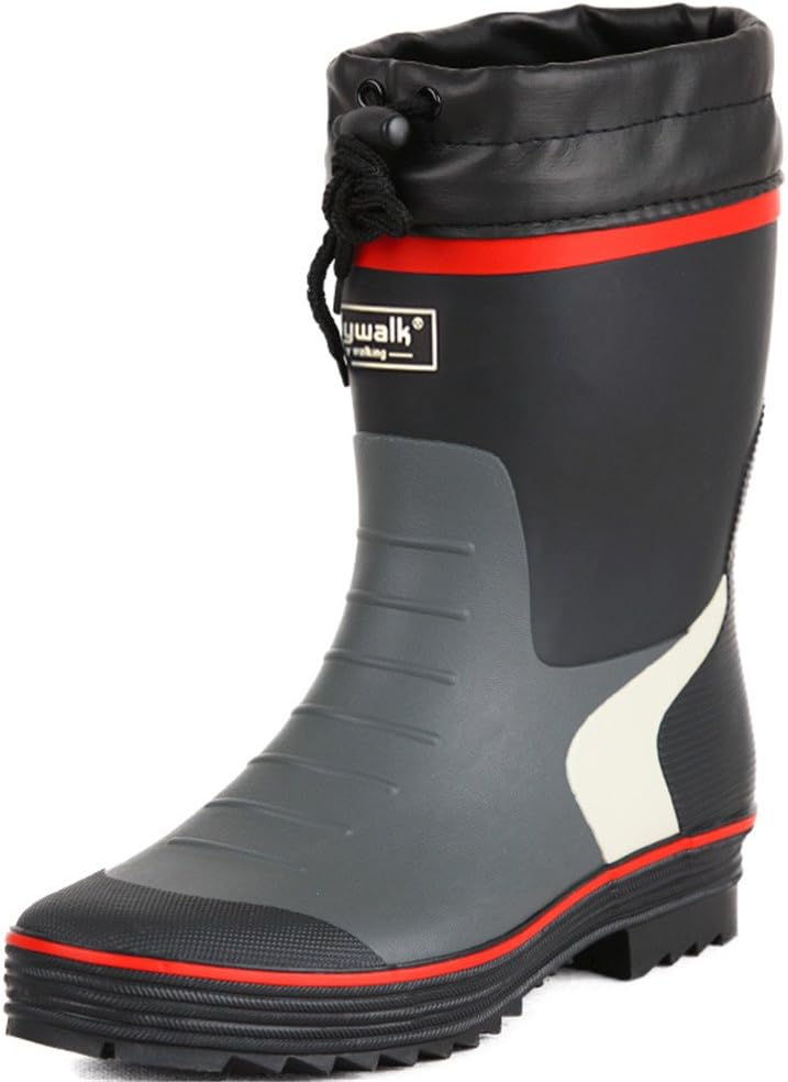 

Мужские резиновые сапоги до середины икры, повседневная водонепроницаемая уличная обувь с антискользящей подошвой Ace Shock, черный