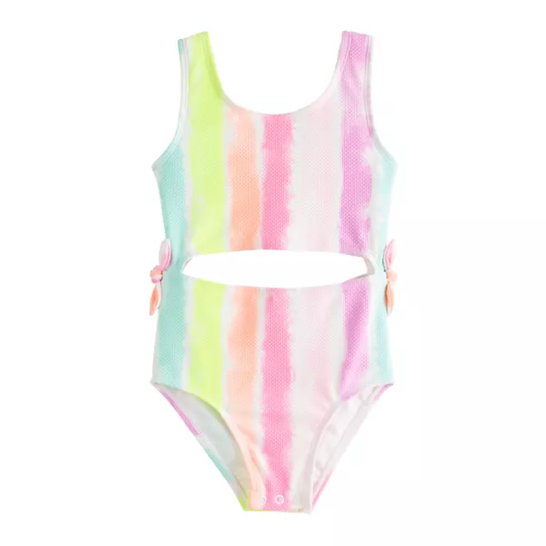 

Слитный купальник для девочек и малышек с бантом по бокам Jumping Beans, цвет multi painted stripe