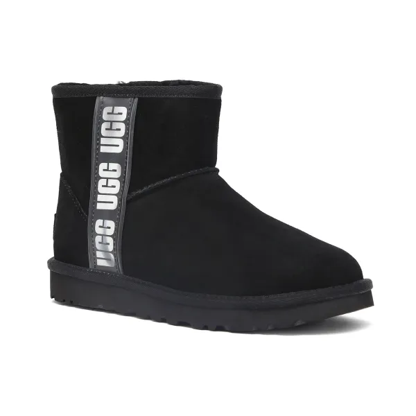

Кожаные зимние ботинки с классическим мини-логотипом сбоку ii Ugg, черный