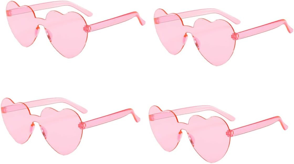 

4 пары солнцезащитных очков в форме сердца, без оправы, стильные прозрачные очки желейного цвета для женщин, идеально подходят для пляжа, путешествий и вечеринок ANDRESLAD