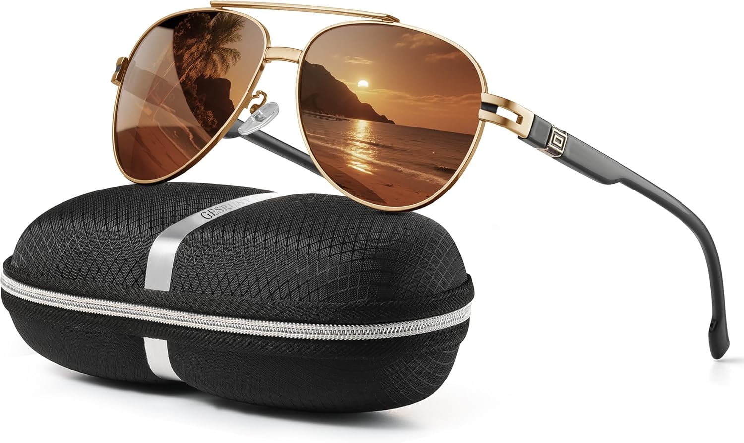 

Поляризованные солнцезащитные очки-авиаторы для мужчин и женщин - модные ретро-очки для вождения, рыбалки, гольфа и защиты от УФ-излучения gesruny, Gold Frame Brown Lenses