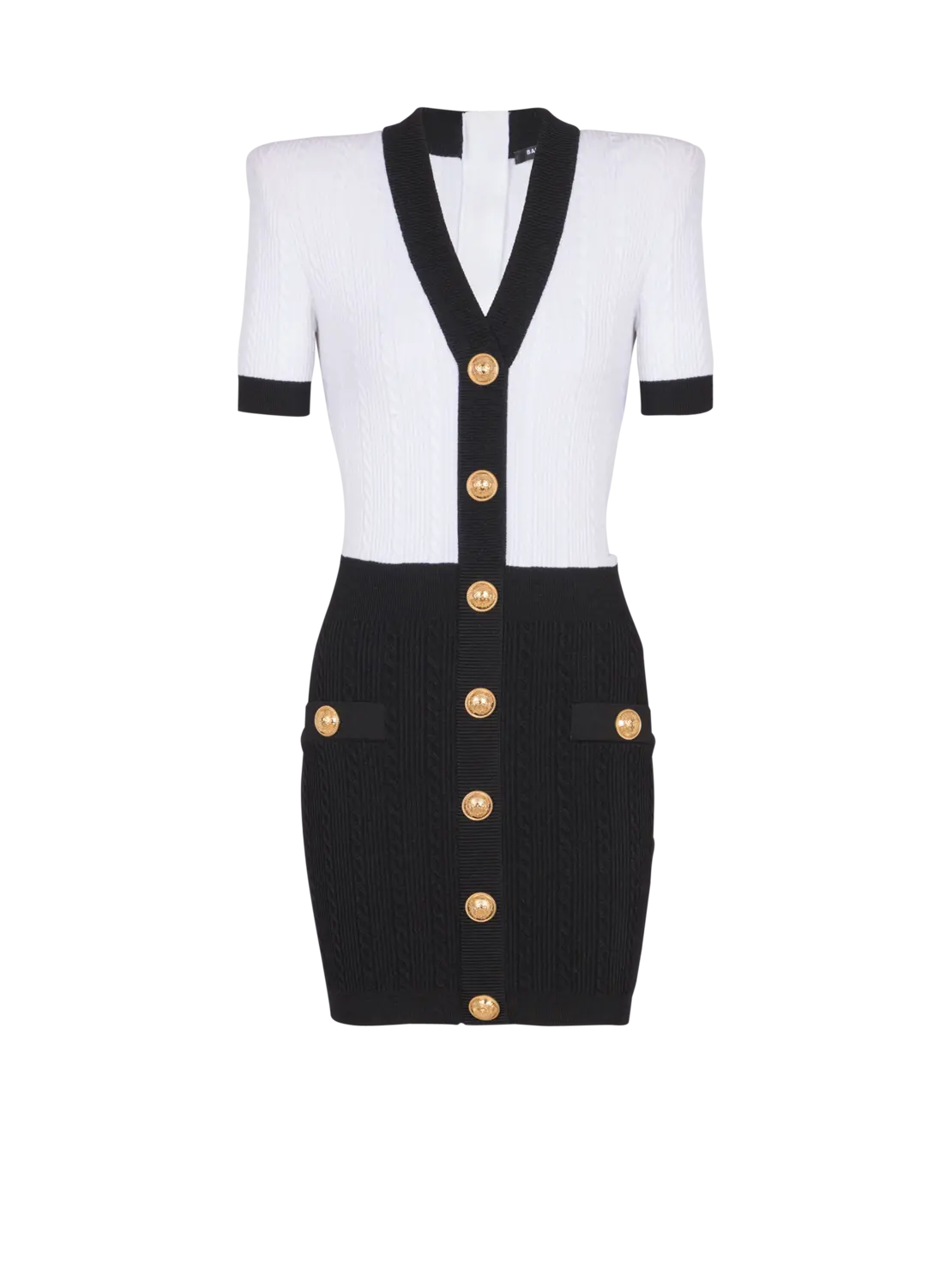 

Приталенное платье из трикотажа в двух тонах Balmain, белый