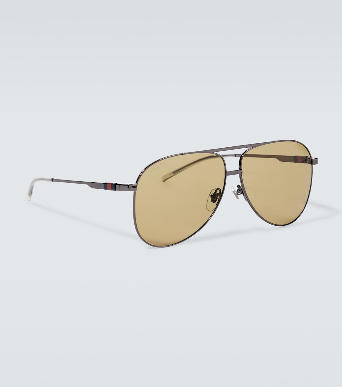 Авиаторские солнцезащитные очки Gucci, Ruthenium-Ruthenium-Brown — фото 4