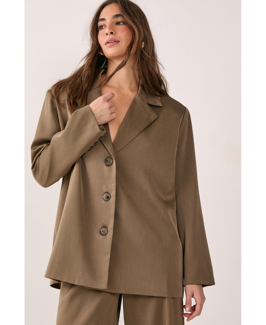 

Женский атласный плиссированный блейзер оверсайз Nasty Gal, Olive